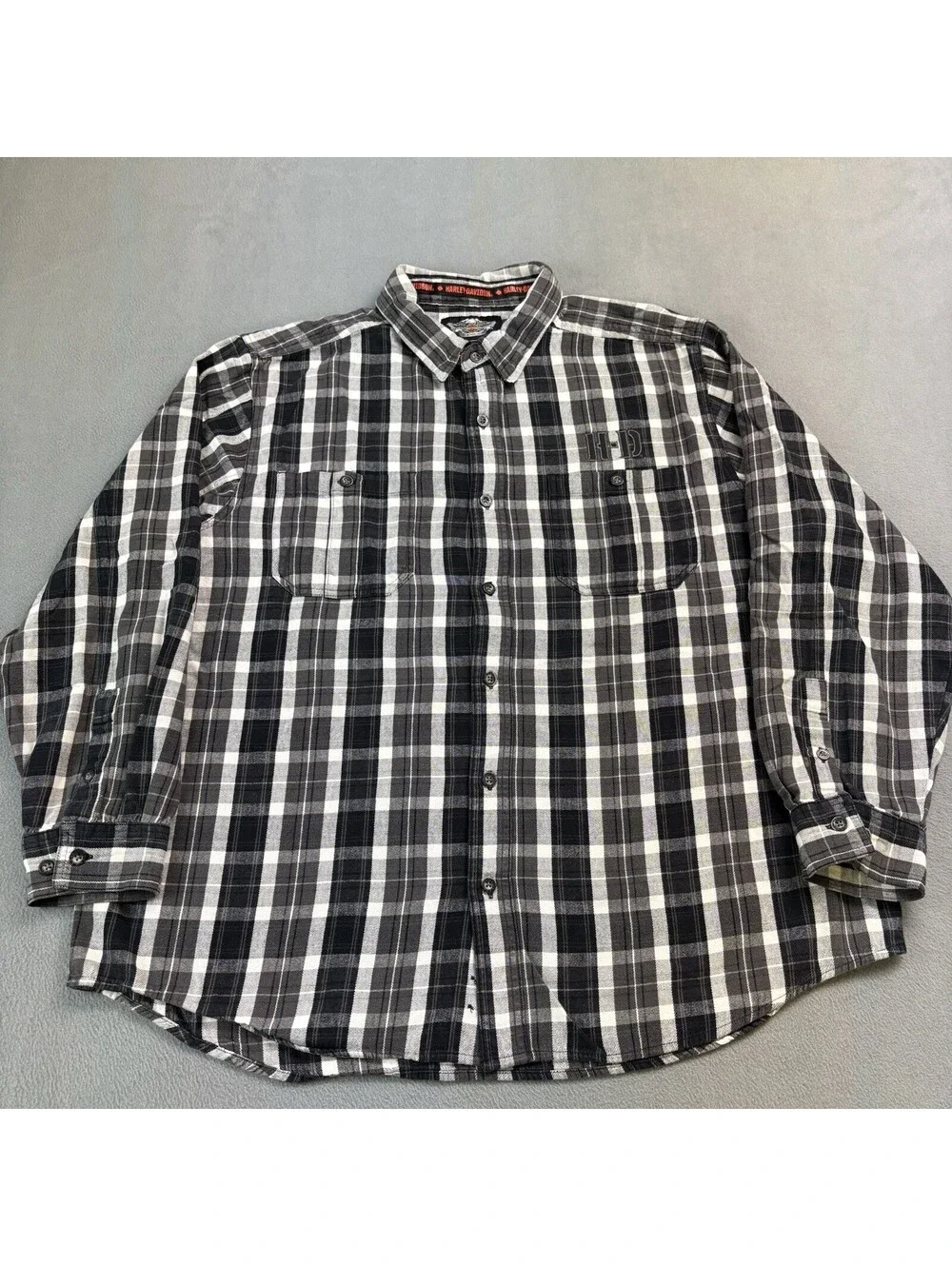 Harley Davidson Motorcycles Plaid Flannel Button Up Size 2XL